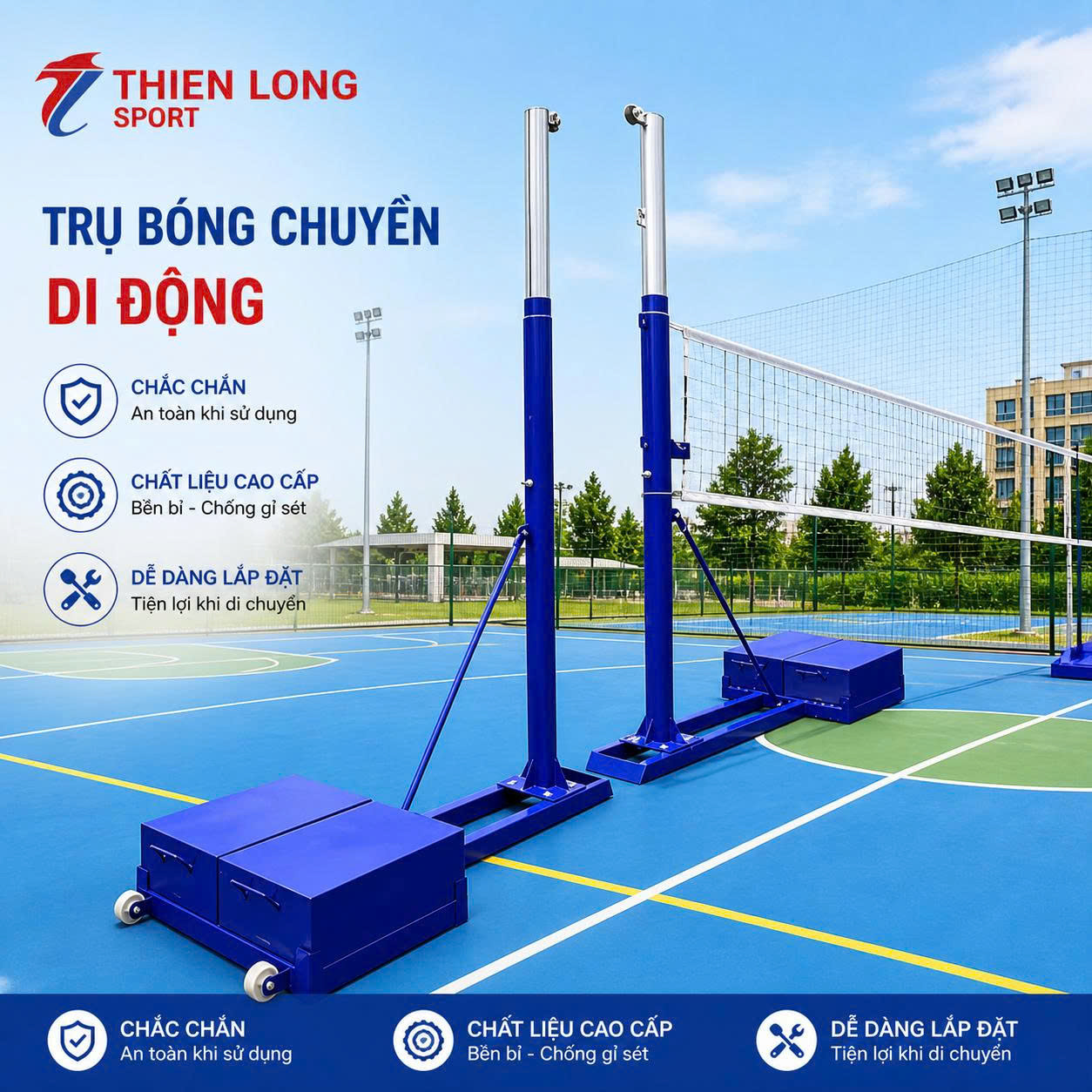 Trụ bóng chuyền di động TLS chuẩn thi đấu
