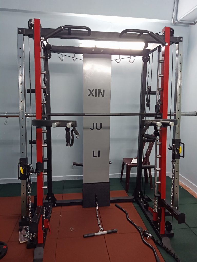 Bộ khung gánh tạ đa năng JLX9 minh họa khu vực đứng và các vị trí sử dụng thanh đòn