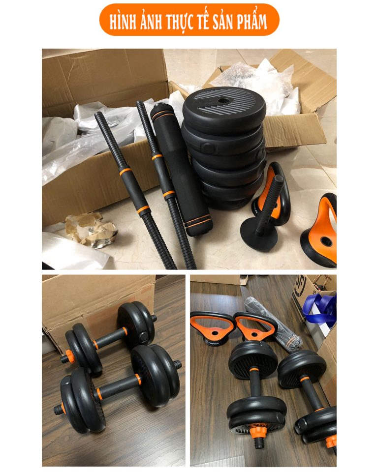 Bộ tạ tay composite điều chỉnh FED dùng minh họa dụng cụ cho bài One Arm Dumbbell Row