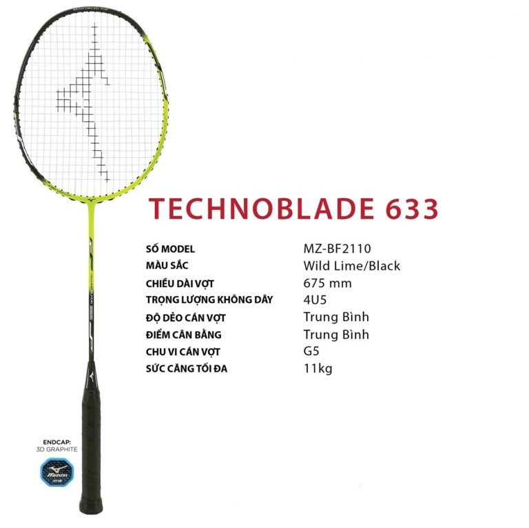 Vợt Mizuno Technoblade 633 đen vàng trọng lượng 4U cân bằng