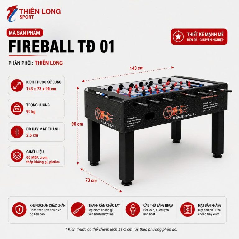 Kích thước Bàn Bi Lắc Fireball TĐ 01