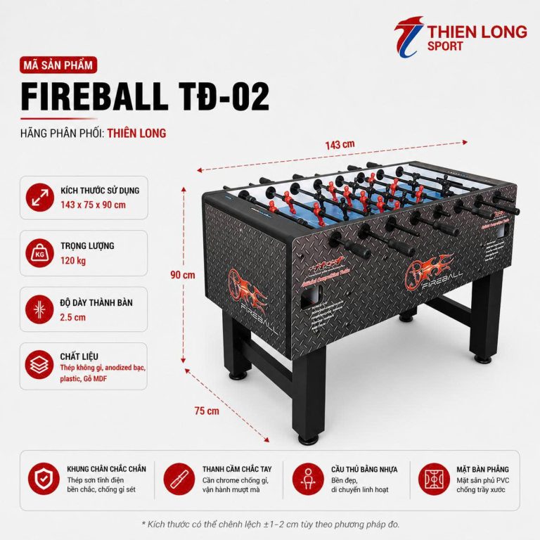 Kích thước Bàn Bi Lắc Fireball TĐ-02