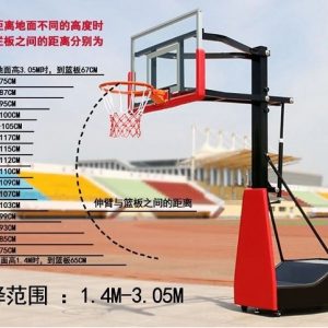 Các mức chiều cao và tầm vươn trụ bóng rổ S028