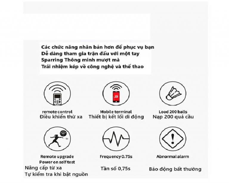Ảnh giới thiệu các chức năng máy bắn cầu lông SIBOASI B7