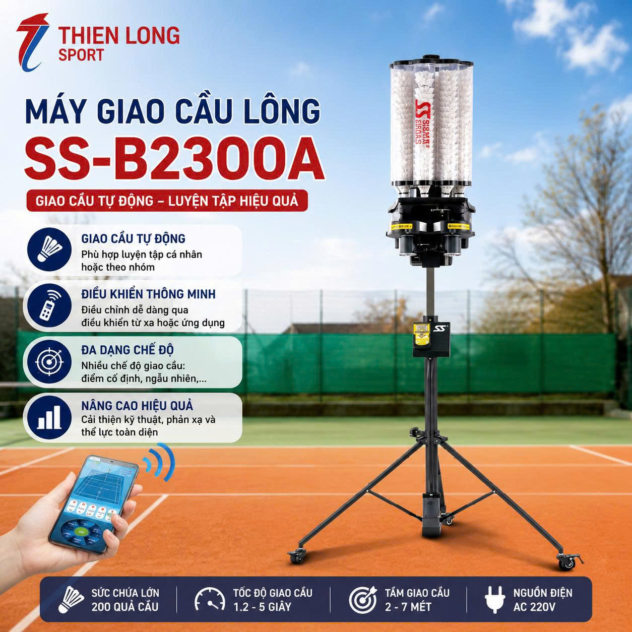 Máy bắn cầu lông SIBOASI B2300A
