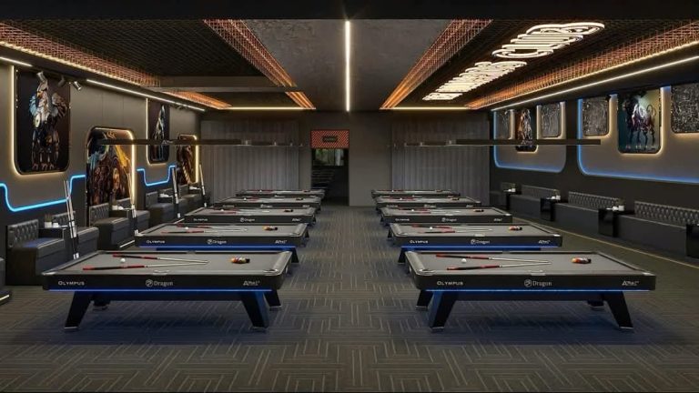 Không gian bàn Pool minh họa bài luật bida 8 bi