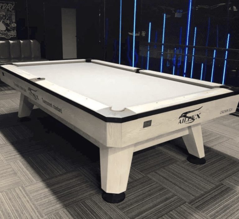Góc nghiêng bàn bida Aileex Crown S24 Luxury màu trắng cho phòng Pool